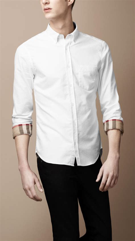 white burberry shirt cheap|Burberry white shirts for men.